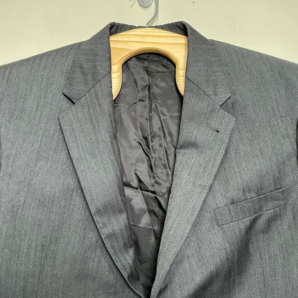 Jos. A. Bank Blazer Mens 46L Grey Herringbone 100% Wool Signature Sport Coat - Picture 3 of 7